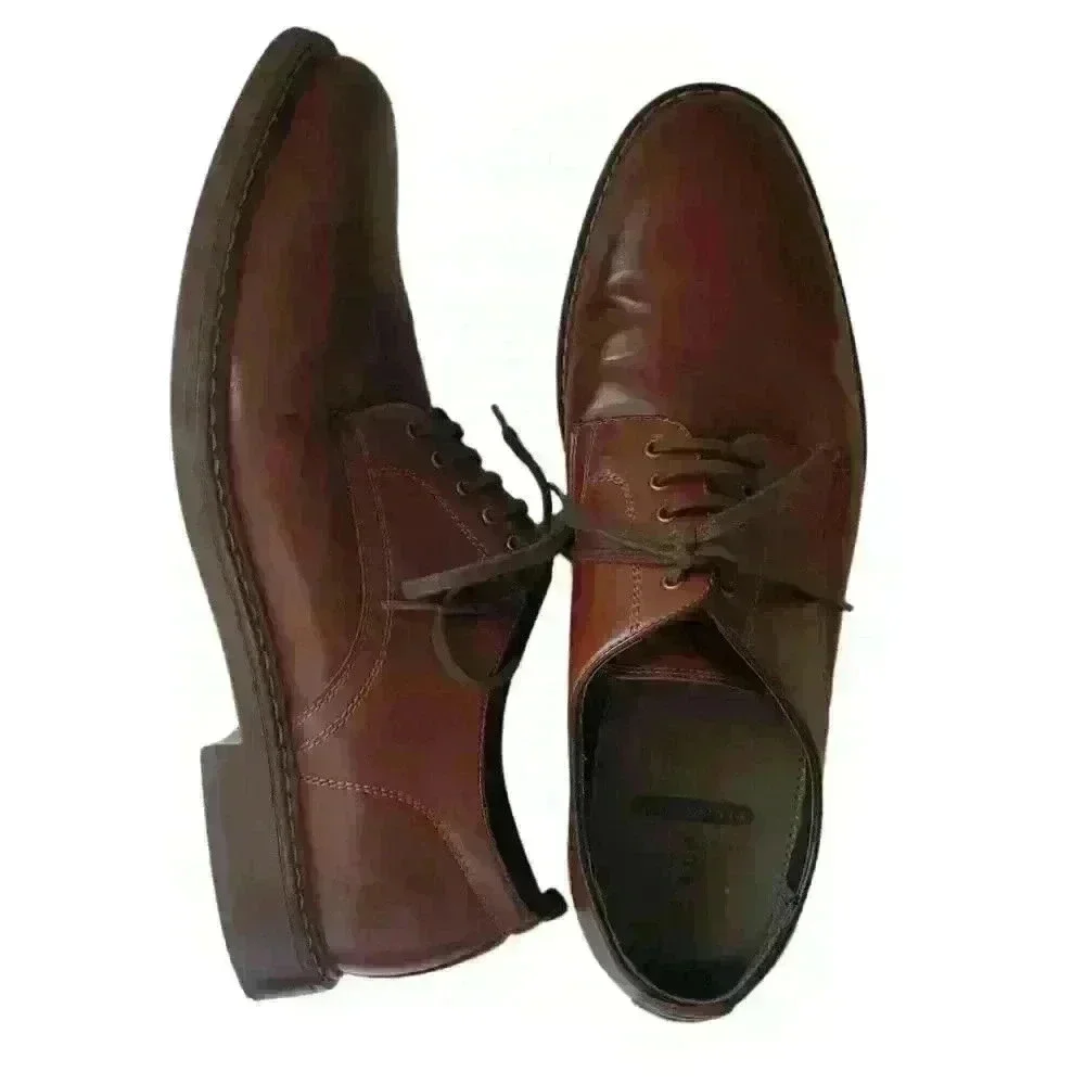 George Men's Brown Memory Foam Plain Lace Oxford Size 10